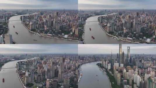 航拍上海城市高楼风光高清在线视频素材下载