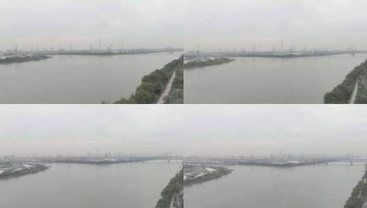 江河日落实拍城市繁华水路交通运输线高清在线视频素材下载