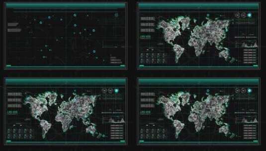 科技未来HUD全球分析地图展示合成高清在线视频素材下载