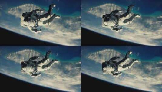 宇航员和外太空漫游高清在线视频素材下载