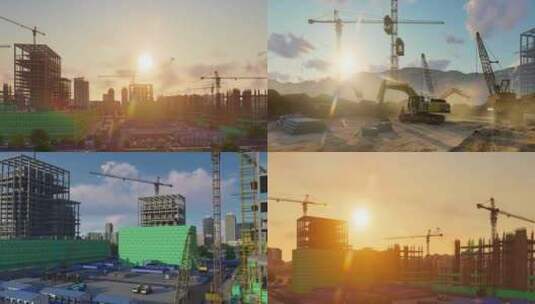 城市建设 工地施工高清在线视频素材下载