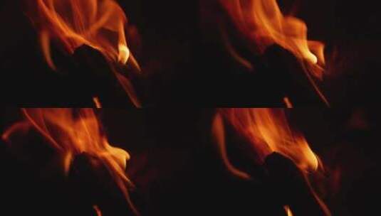 柴火火焰烈焰燃烧的火苗升格空镜高清在线视频素材下载