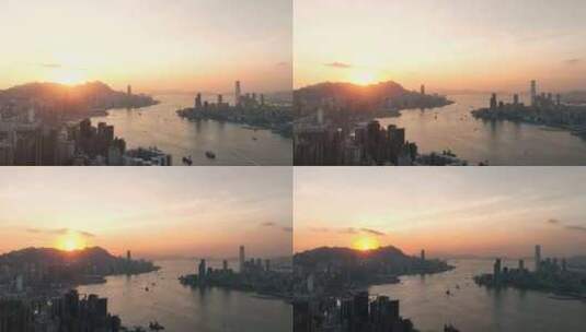 香港维多利亚港太平日落延时城市夕阳黄昏高清在线视频素材下载