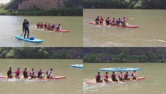 夏天郴州西河风光带五里牌水上运动划船1高清在线视频素材下载