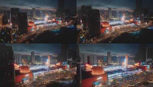 航拍南京江北新区研创园高新技术自贸区夜景高清在线视频素材下载