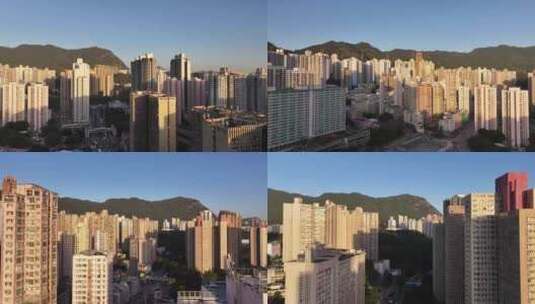 香港傍晚日落航拍高清在线视频素材下载