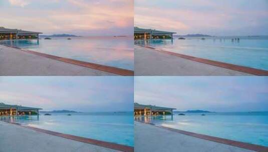 泰国苏梅岛无边际游泳池度假晚霞延时风光高清在线视频素材下载