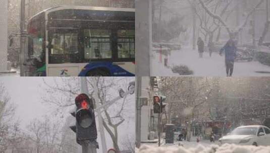 城市暴雪 冬天下雪 下雪空镜 大雪高清在线视频素材下载