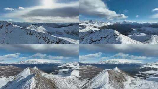 川藏线318国道色季拉山垭口周围的雪山高清在线视频素材下载