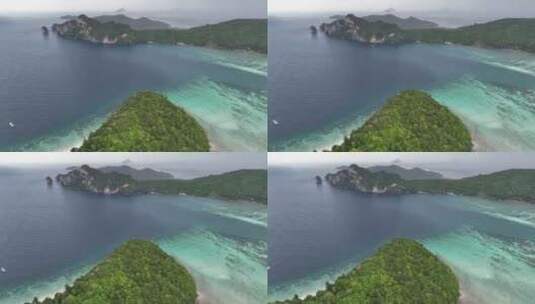 泰国大皮皮岛屿繁忙的海岸自然风光航拍高清在线视频素材下载