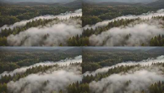 山峰云雾森林阳光树林大自然生态环境风景高清在线视频素材下载