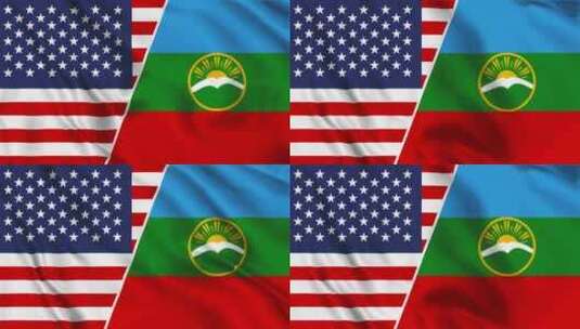 美国和卡拉恰伊切尔克斯旗环高清在线视频素材下载
