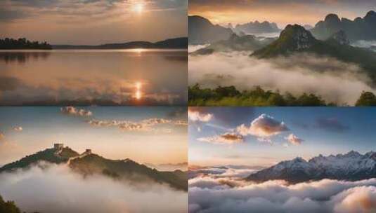 航拍美丽中国大好河山风景6高清在线视频素材下载