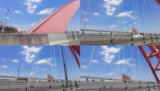 城市马路大桥蓝天白云风景视频素材高清在线视频素材下载