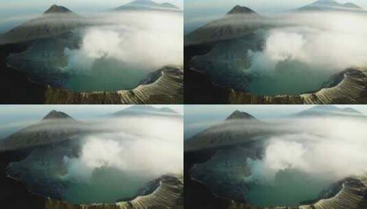 鸟瞰的火山口航拍高清在线视频素材下载
