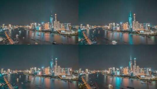 上海_上海黄浦江夜景_陆家嘴CBD_夜景延时4K高清在线视频素材下载