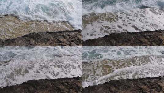 波浪冲刷海岸高清在线视频素材下载