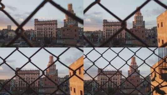 古巴哈瓦那城市建筑铁丝网地拍高清在线视频素材下载