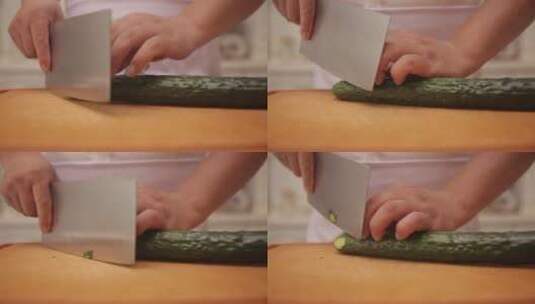 厨师刀工切黄瓜丝 (2)高清在线视频素材下载