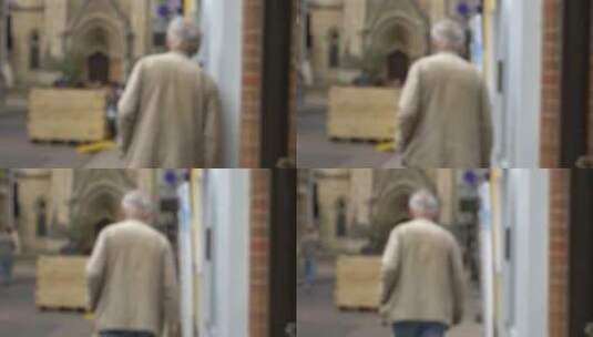 老年男子走在街道上高清在线视频素材下载