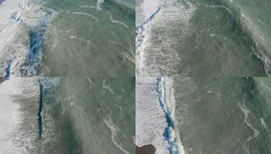 航拍海浪拍打着海岸高清在线视频素材下载