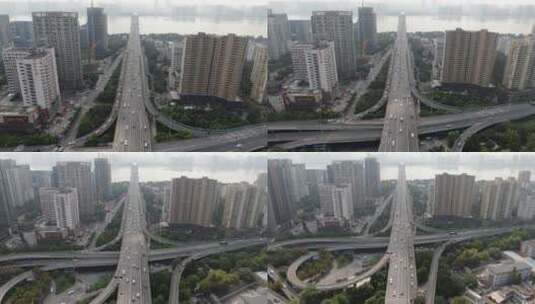 航拍杭州中兴立交桥高清在线视频素材下载
