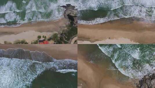 4k海岸线视频夏天深圳海边白浪线条沙滩高清在线视频素材下载