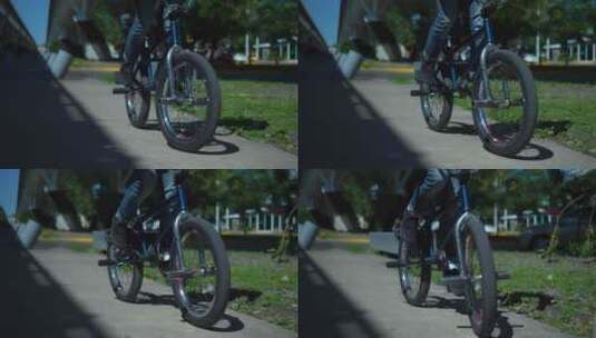 人行道上使用的自行车高清在线视频素材下载