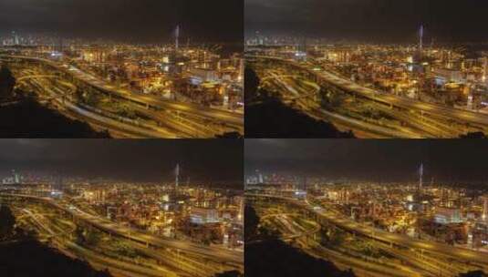 香港的货柜港及天桥高清在线视频素材下载