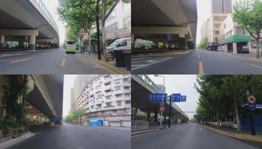 上海封城中的高架桥下公路路况高清在线视频素材下载