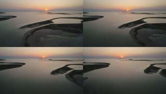 日落时从上方俯瞰的巨大泻湖高清在线视频素材下载