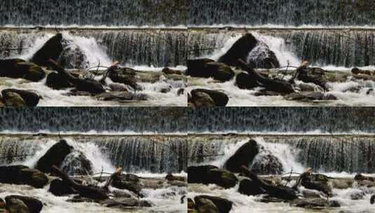 河流中的多级瀑布高清在线视频素材下载