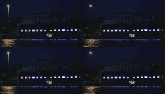 夜里海滨的灯光高清在线视频素材下载
