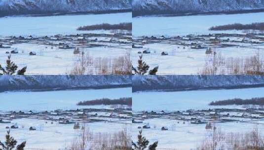 北纬52°，百年边塞奇乾小村雪景高清在线视频素材下载