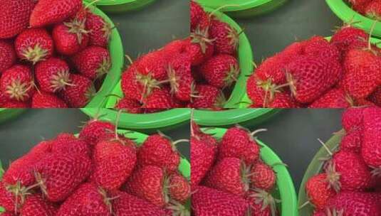 集市摆摊卖草莓春季水果高清在线视频素材下载