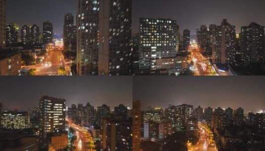 徐汇区夜景航拍高清在线视频素材下载