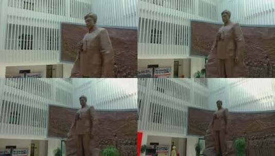 博物馆门口的雕像高清在线视频素材下载