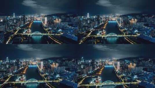 兰州雁滩黄河大桥夜景拍摄高清在线视频素材下载