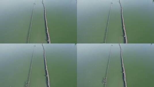 央茶湖长桥航拍高清在线视频素材下载
