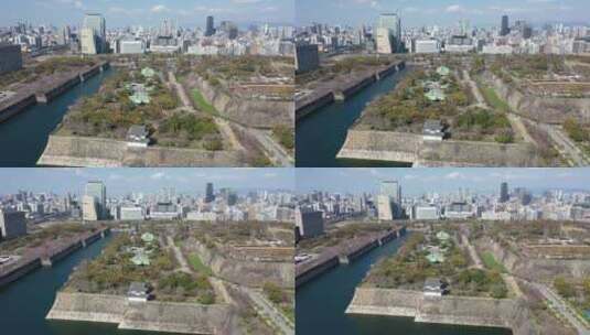 大阪城天守阁4K航拍05高清在线视频素材下载