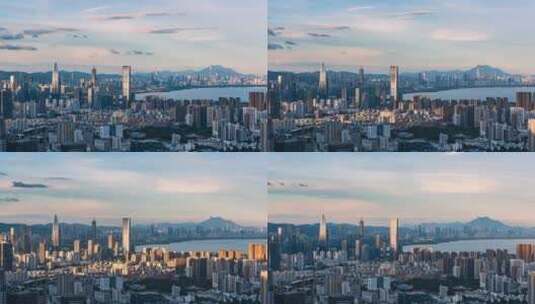 深圳南山后海建筑群日落夜景高清在线视频素材下载