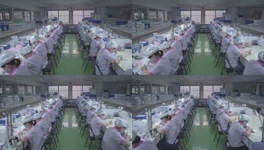 钟表工厂流水线工人作业视频高清在线视频素材下载