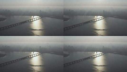 逆光航拍赣江南昌大桥高清在线视频素材下载