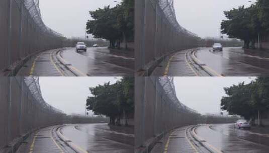 深圳香港边界线铁丝网铁栅栏高清在线视频素材下载