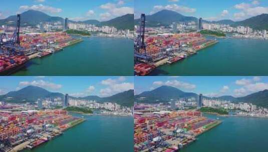 深圳盐田港码头中景前进高清在线视频素材下载