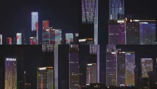 湖南金融中心夜景湘江城市灯光秀合集高清在线视频素材下载