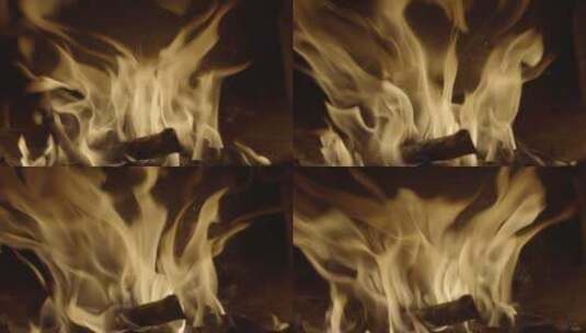 柴火的火焰高清在线视频素材下载