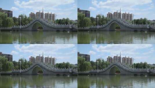 城市公园小桥高清在线视频素材下载