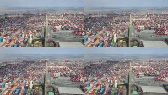 上海上港集箱外高桥码头国际物流箱航拍高清在线视频素材下载