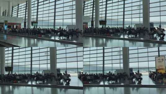 机场大厅候机厅等待的人高清在线视频素材下载